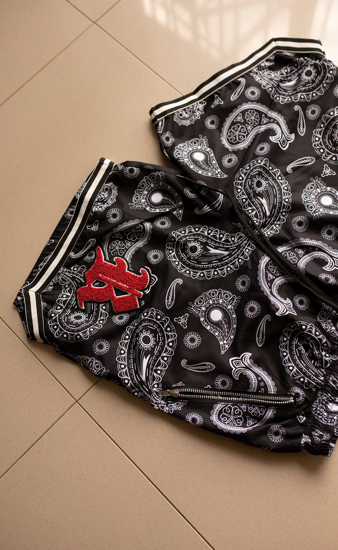 Black Paisley Riot Shorts