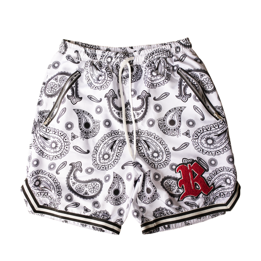 White Paisley Riot Shorts